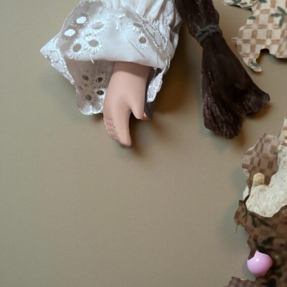 Vintage 15.5” Porcelain Girl Doll – Victorian Country Style, Braided Hair, Check - Picture 8 of 11